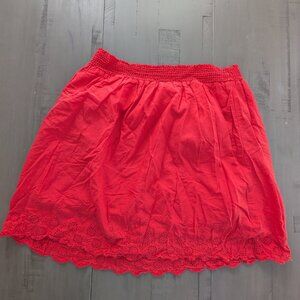 Scalloped Knee-length Elastic Skirt with Eyelet Detail